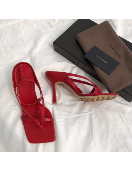 Cheap Reps Bottega Veneta Ankle-strap Stretch Sandals In Red Leather