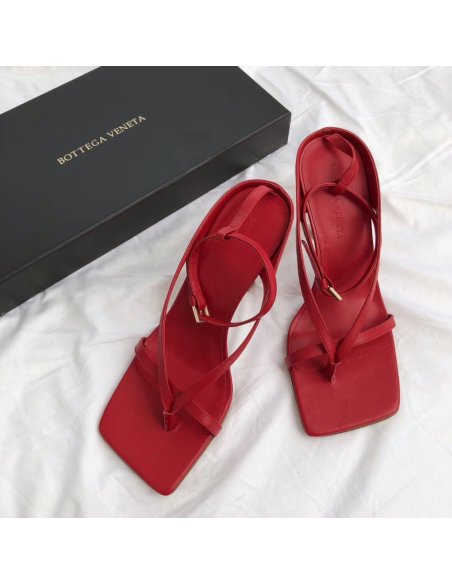 Cheap Reps Bottega Veneta Ankle-strap Stretch Sandals In Red Leather