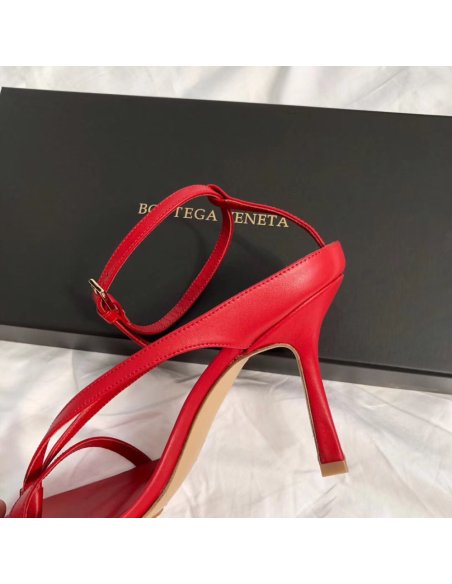 Cheap Reps Bottega Veneta Ankle-strap Stretch Sandals In Red Leather