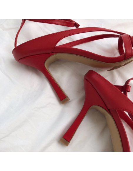 Cheap Reps Bottega Veneta Ankle-strap Stretch Sandals In Red Leather