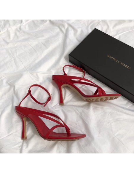 Cheap Reps Bottega Veneta Ankle-strap Stretch Sandals In Red Leather