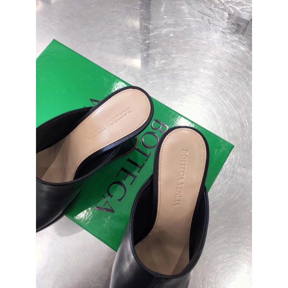 Cheap Reps Bottega Veneta Stack Platform Sandals In Black Lambskin