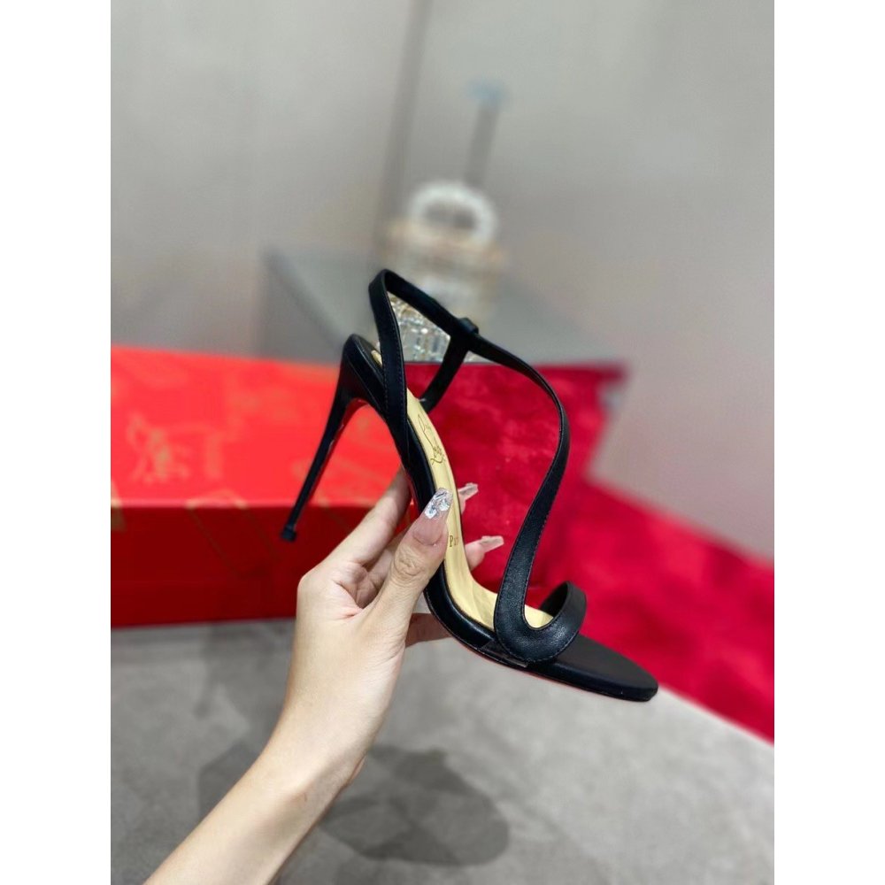 Cheap Reps Christian Louboutin Rosalie 100mm Sandals In Black Leather
