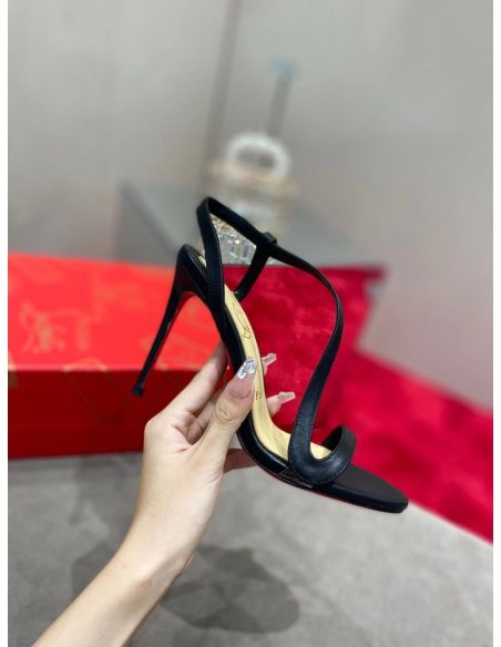 Cheap Reps Christian Louboutin Rosalie 100mm Sandals In Black Leather