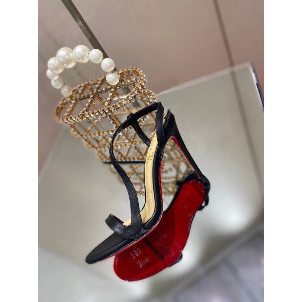 Cheap Reps Christian Louboutin Rosalie 100mm Sandals In Black Leather