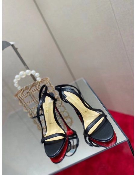 Cheap Reps Christian Louboutin Rosalie 100mm Sandals In Black Leather