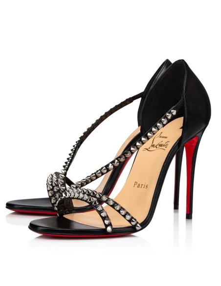 Cheap Reps Christian Louboutin So Spike 100mm Sandals In Black Leather
