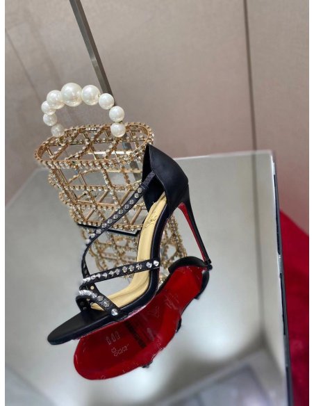 Cheap Reps Christian Louboutin So Spike 100mm Sandals In Black Leather