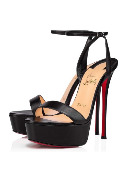 Cheap Reps Christian Louboutin Black Loubi Queen Alta Sandals 150MM