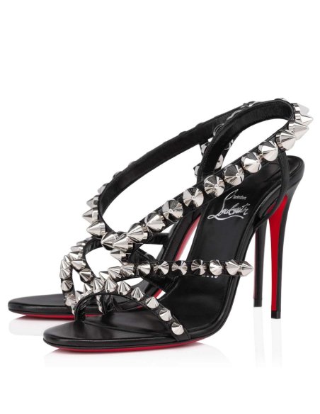 Cheap Reps Christian Louboutin Spikita Strap 100mm Sandals In Black  Leather
