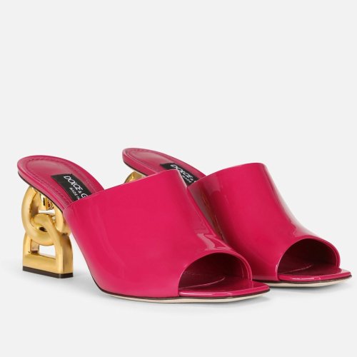 Cheap Reps Dolce Gabbana Fuchsia Patent Mules with DG Pop Heel