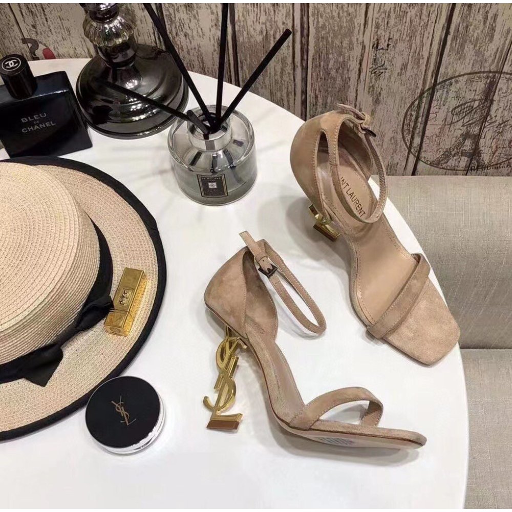 Cheap Reps Saint Laurent Opyum 110 Sandals In Beige Suede