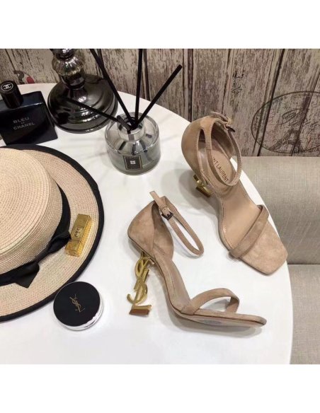 Cheap Reps Saint Laurent Opyum 110 Sandals In Beige Suede