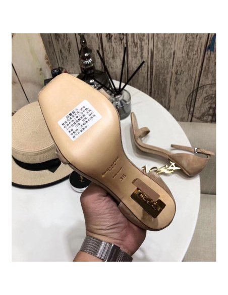 Cheap Reps Saint Laurent Opyum 110 Sandals In Beige Suede