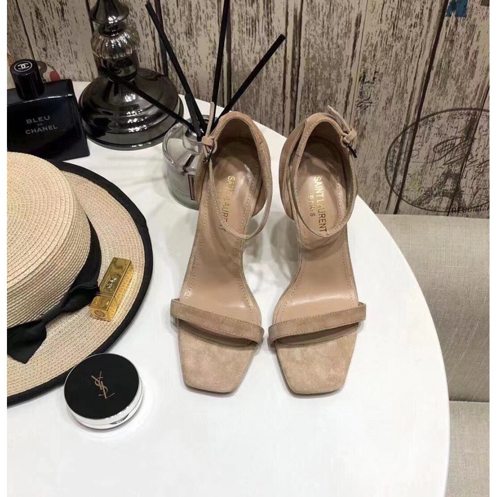 Cheap Reps Saint Laurent Opyum 110 Sandals In Beige Suede