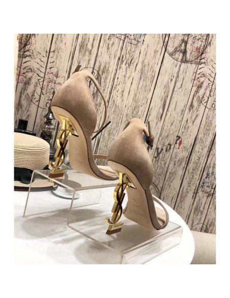 Cheap Reps Saint Laurent Opyum 110 Sandals In Beige Suede