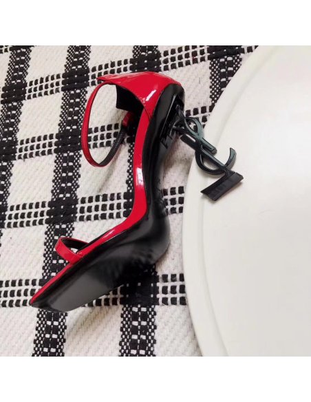 Cheap Reps Saint Laurent Opyum 110 Sandals In Red Patent Leather