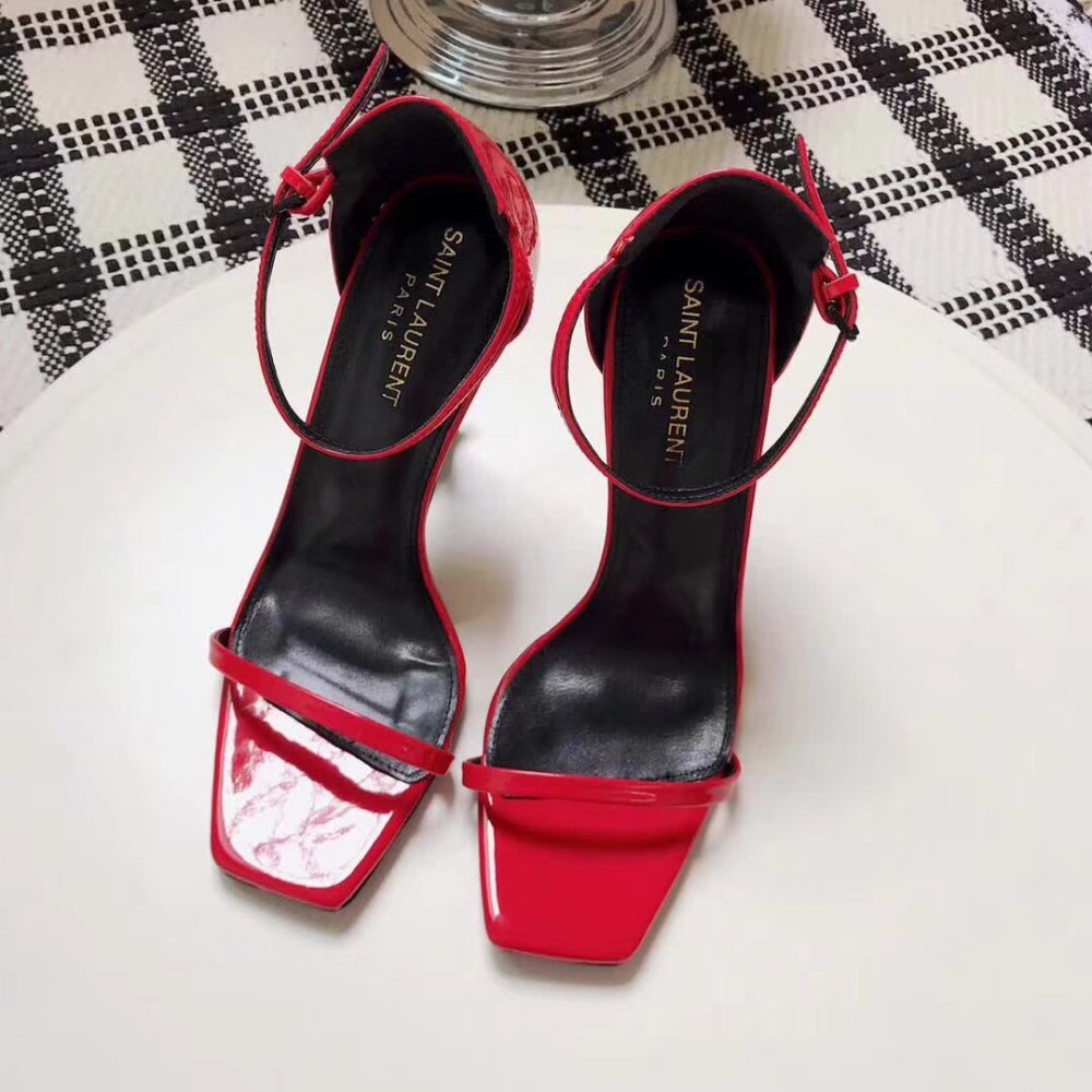 Cheap Reps Saint Laurent Opyum 110 Sandals In Red Patent Leather