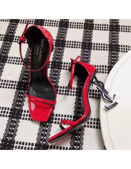 Cheap Reps Saint Laurent Opyum 110 Sandals In Red Patent Leather