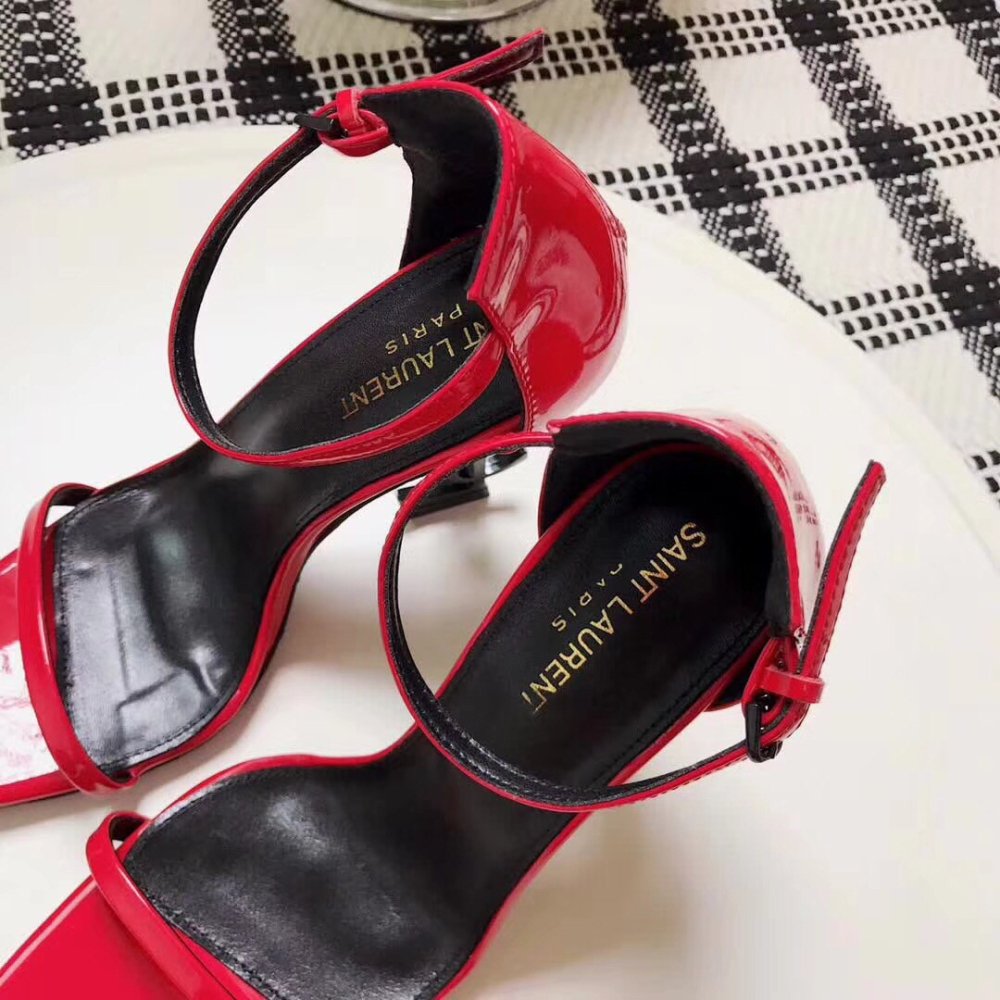 Cheap Reps Saint Laurent Opyum 110 Sandals In Red Patent Leather