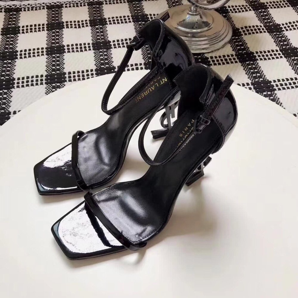 Cheap Reps Saint Laurent Opyum 110 Sandals In Black Patent Leather