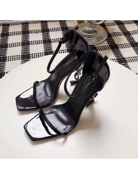 Cheap Reps Saint Laurent Opyum 110 Sandals In Black Patent Leather