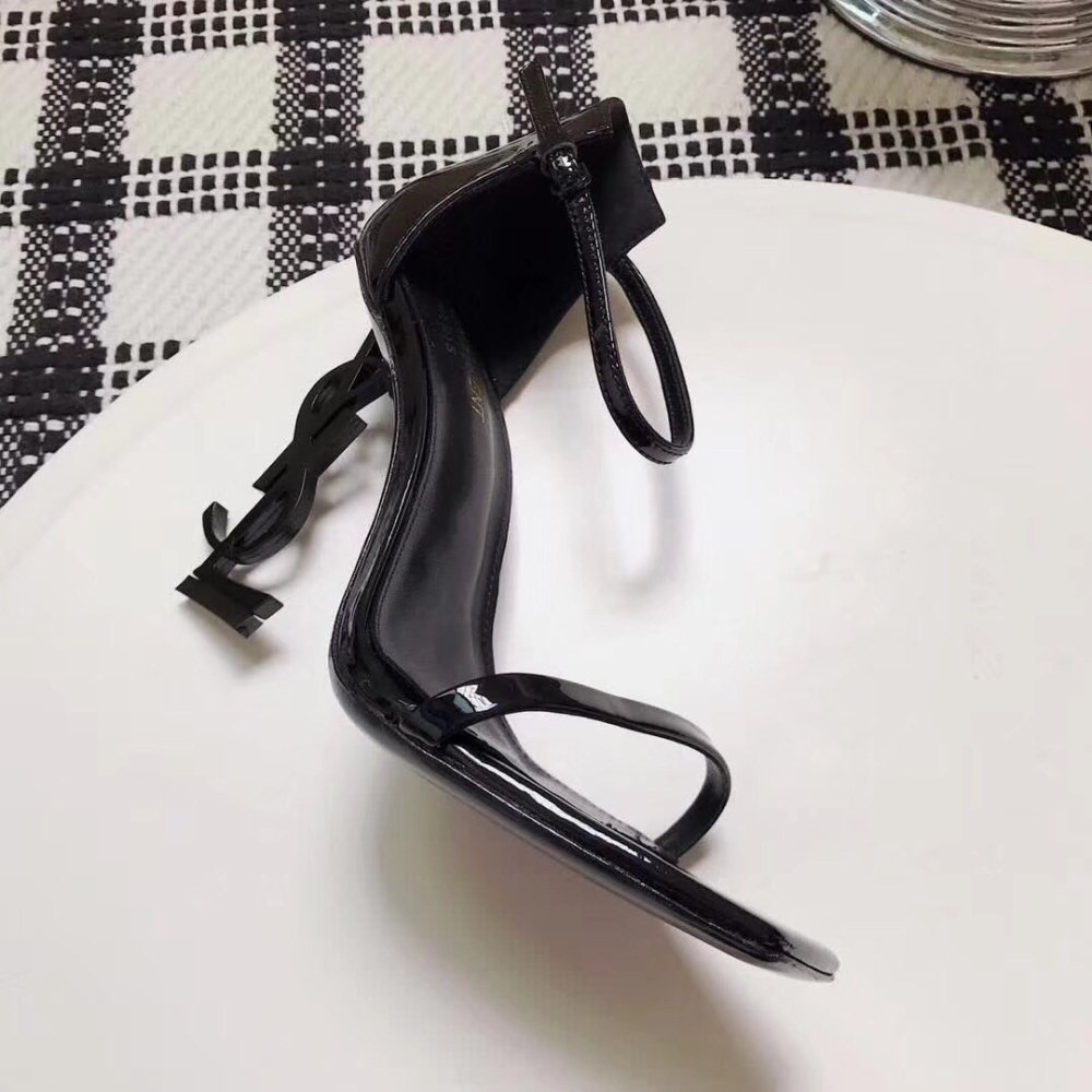 Cheap Reps Saint Laurent Opyum 110 Sandals In Black Patent Leather