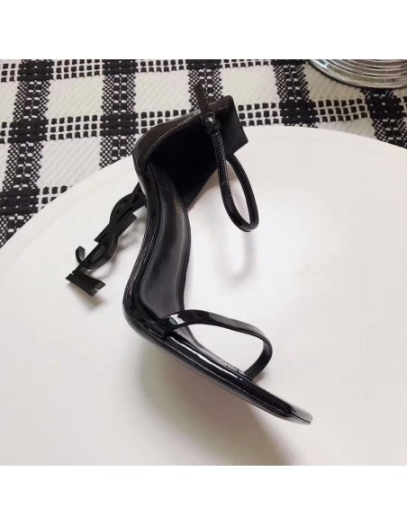 Cheap Reps Saint Laurent Opyum 110 Sandals In Black Patent Leather