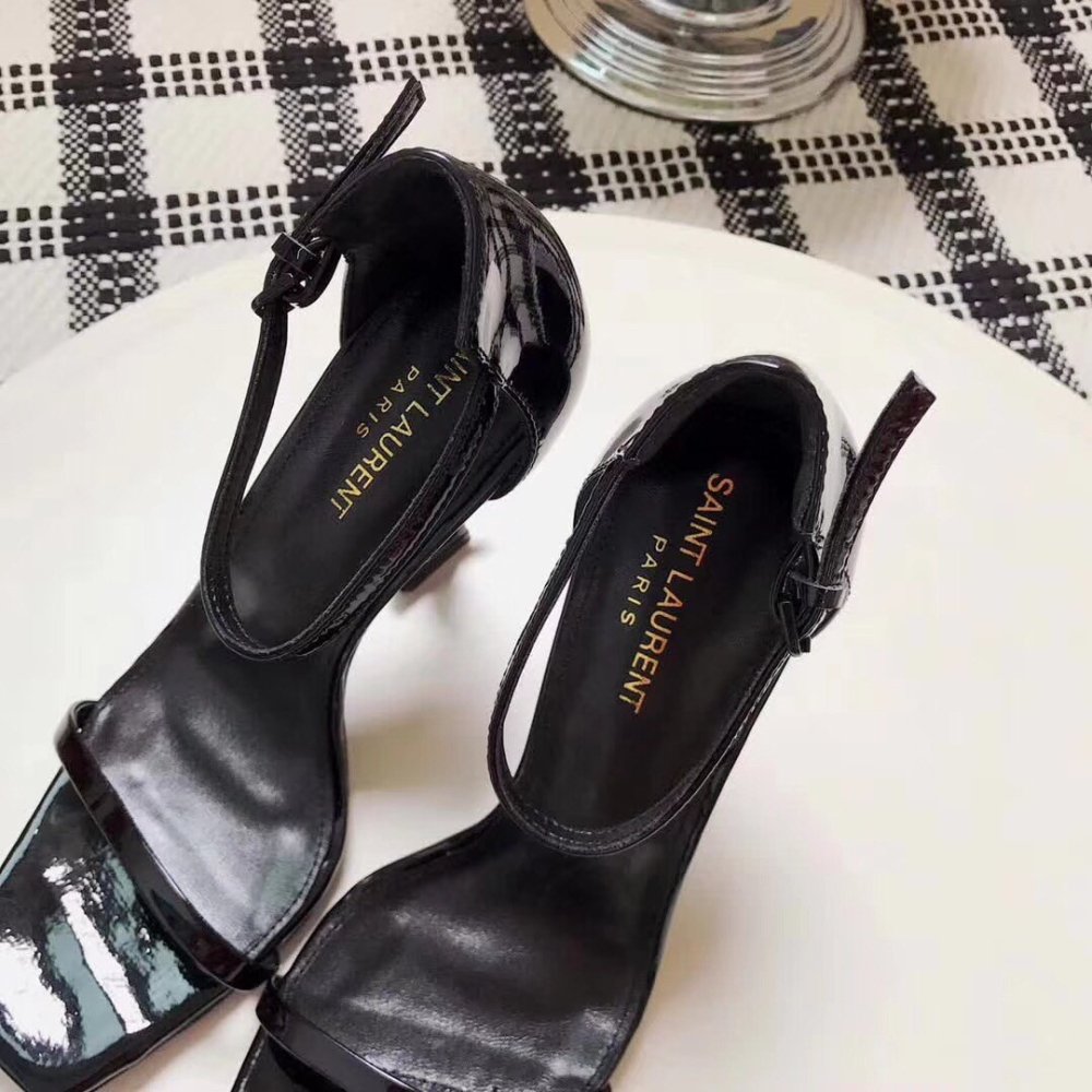 Cheap Reps Saint Laurent Opyum 110 Sandals In Black Patent Leather
