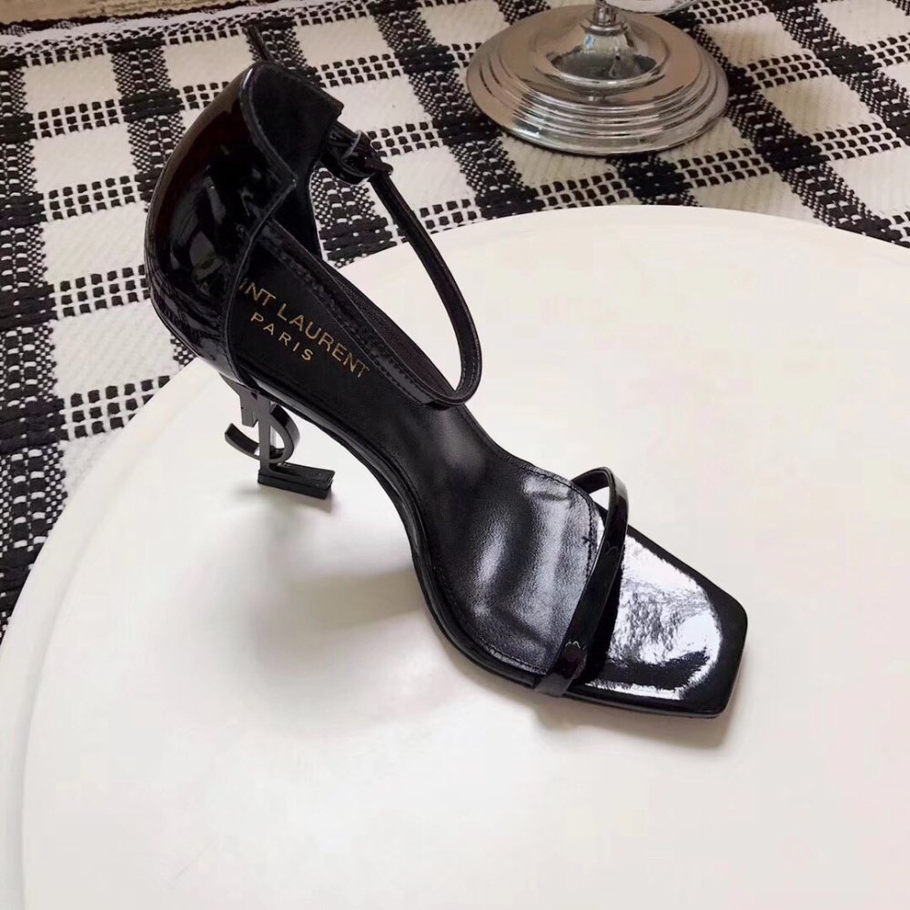 Cheap Reps Saint Laurent Opyum 110 Sandals In Black Patent Leather