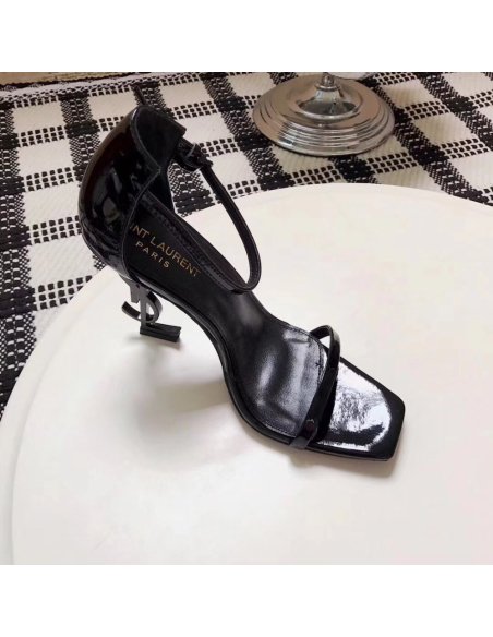 Cheap Reps Saint Laurent Opyum 110 Sandals In Black Patent Leather