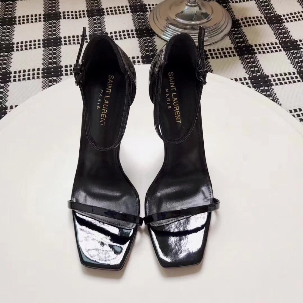 Cheap Reps Saint Laurent Opyum 110 Sandals In Black Patent Leather