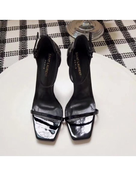 Cheap Reps Saint Laurent Opyum 110 Sandals In Black Patent Leather