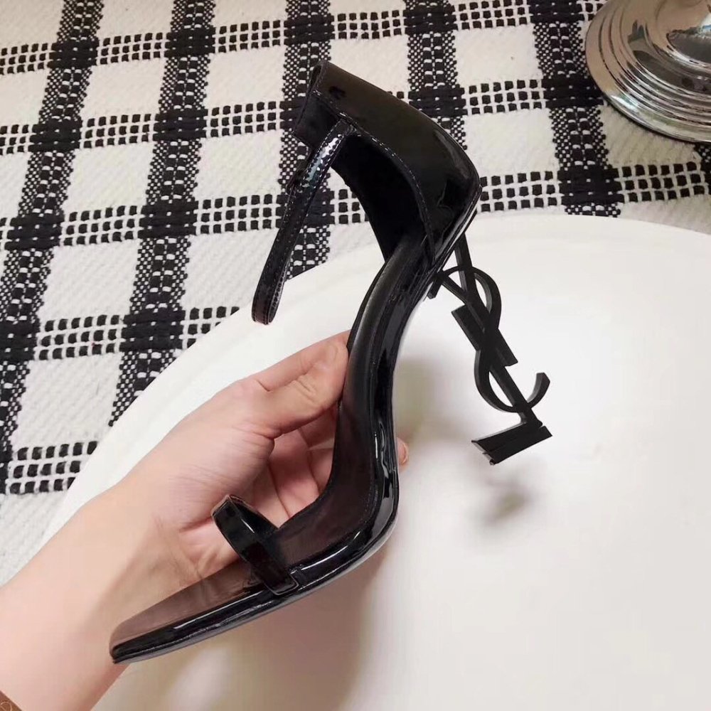 Cheap Reps Saint Laurent Opyum 110 Sandals In Black Patent Leather