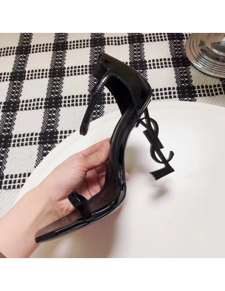 Cheap Reps Saint Laurent Opyum 110 Sandals In Black Patent Leather