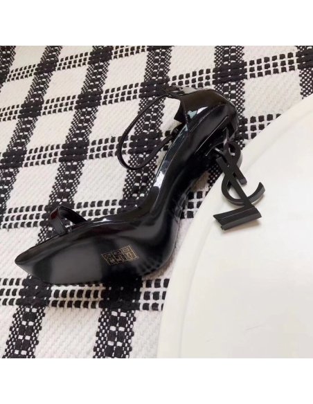 Cheap Reps Saint Laurent Opyum 110 Sandals In Black Patent Leather