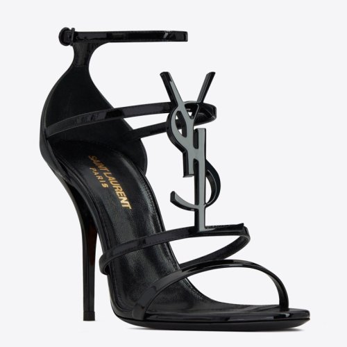 Cheap Reps Saint Laurent Cassandra 100 Sandals In Black Patent Leather