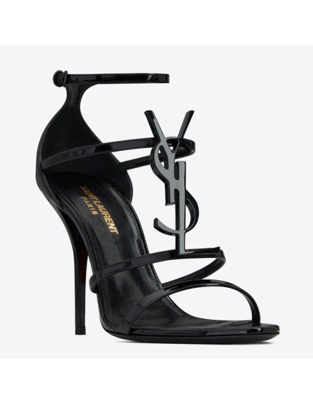 Cheap Reps Saint Laurent Cassandra 100 Sandals In Black Patent Leather