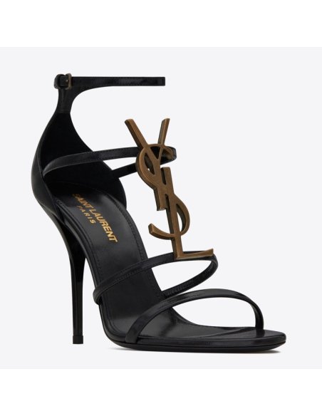 Cheap Reps Saint Laurent Cassandra 100 Sandals In Black Calfskin