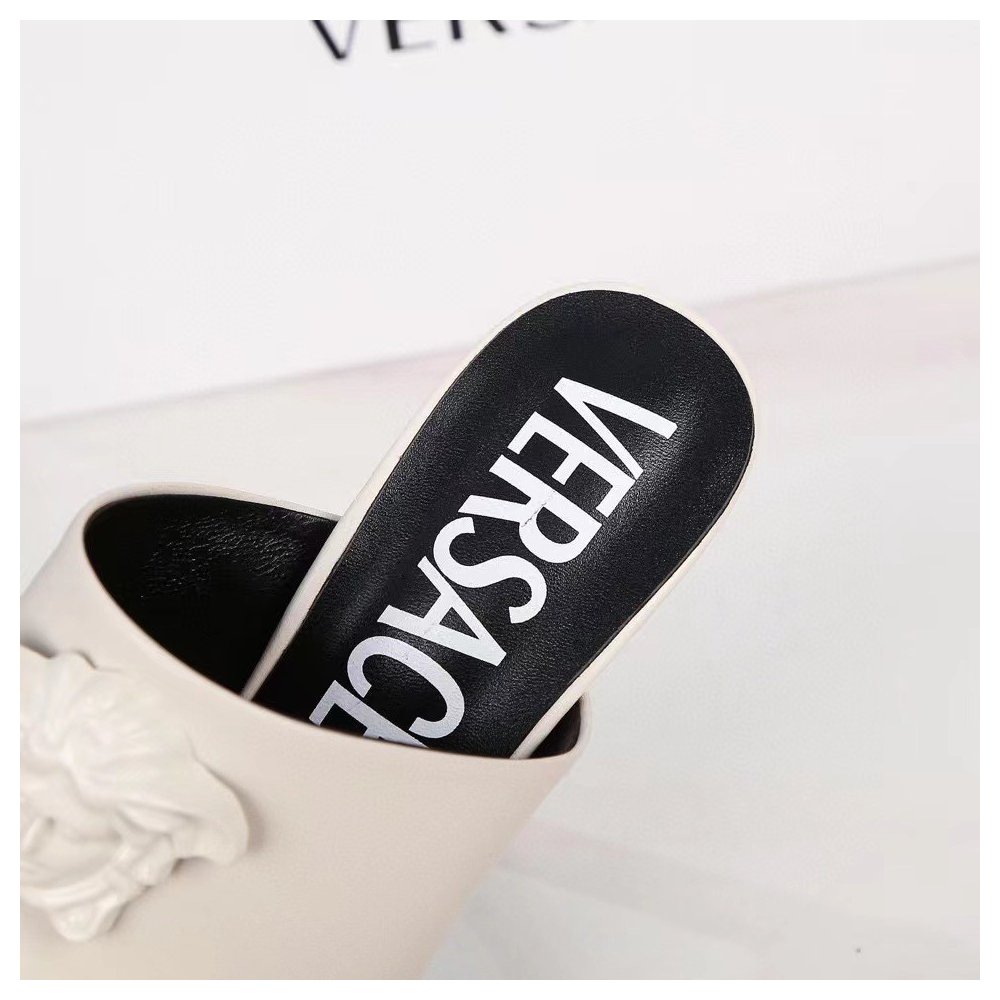 Cheap Reps Versace La Medusa Platform Mules In White Calfskin