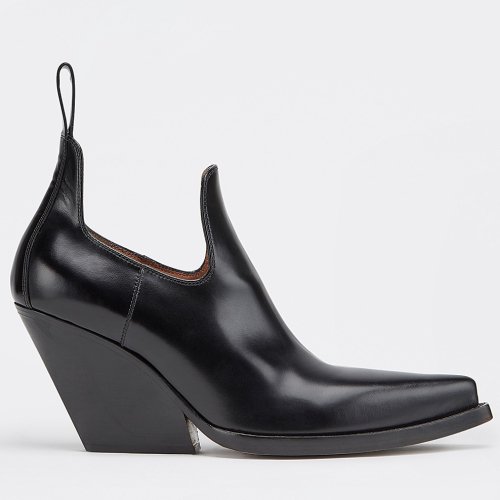 Cheap Reps Bottega Veneta BV Lean Ankle Boots In Black Calfskin