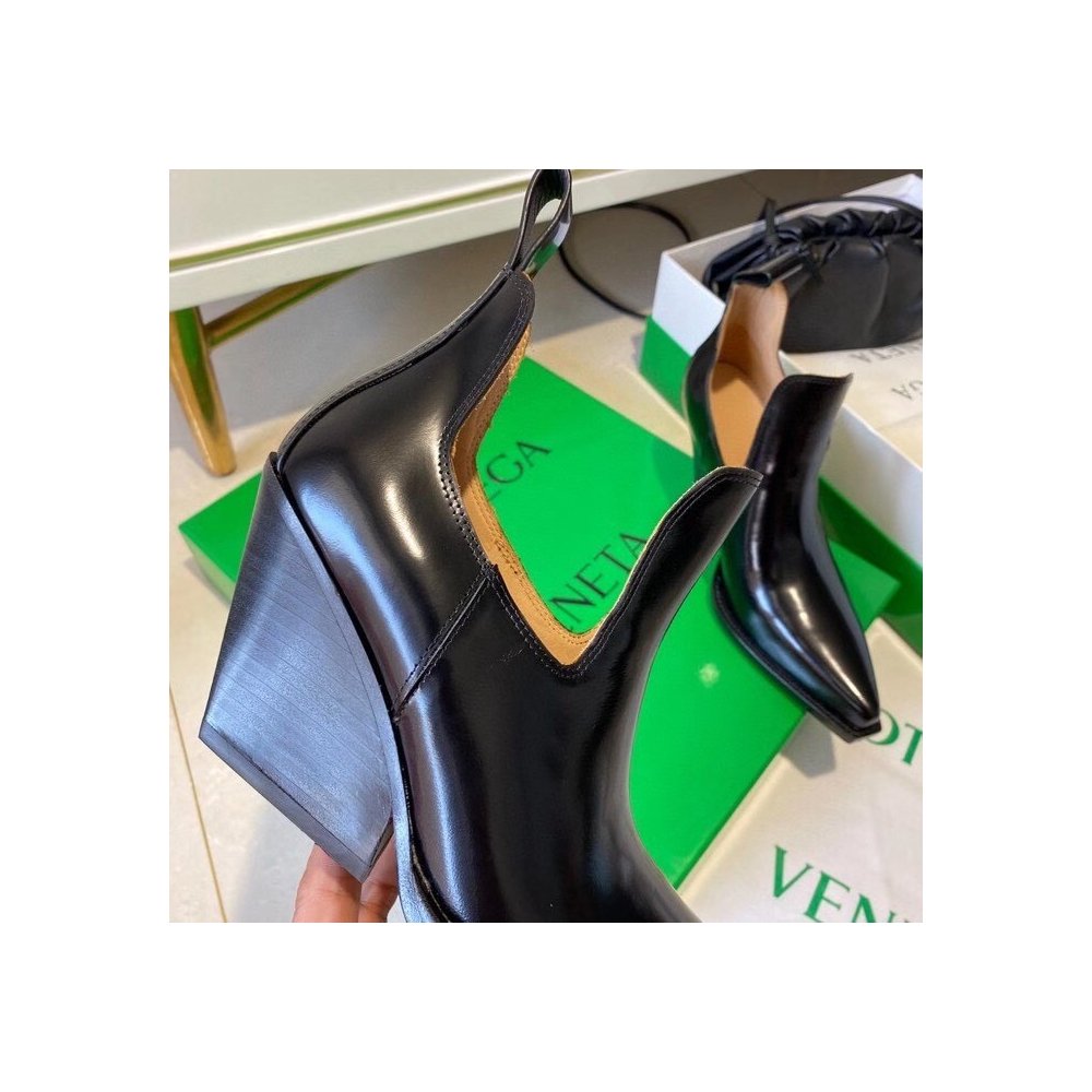 Cheap Reps Bottega Veneta BV Lean Ankle Boots In Black Calfskin