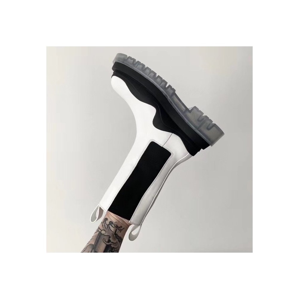 Cheap Reps Bottega Veneta BV Tire Chelsea Boots In White Calfskin