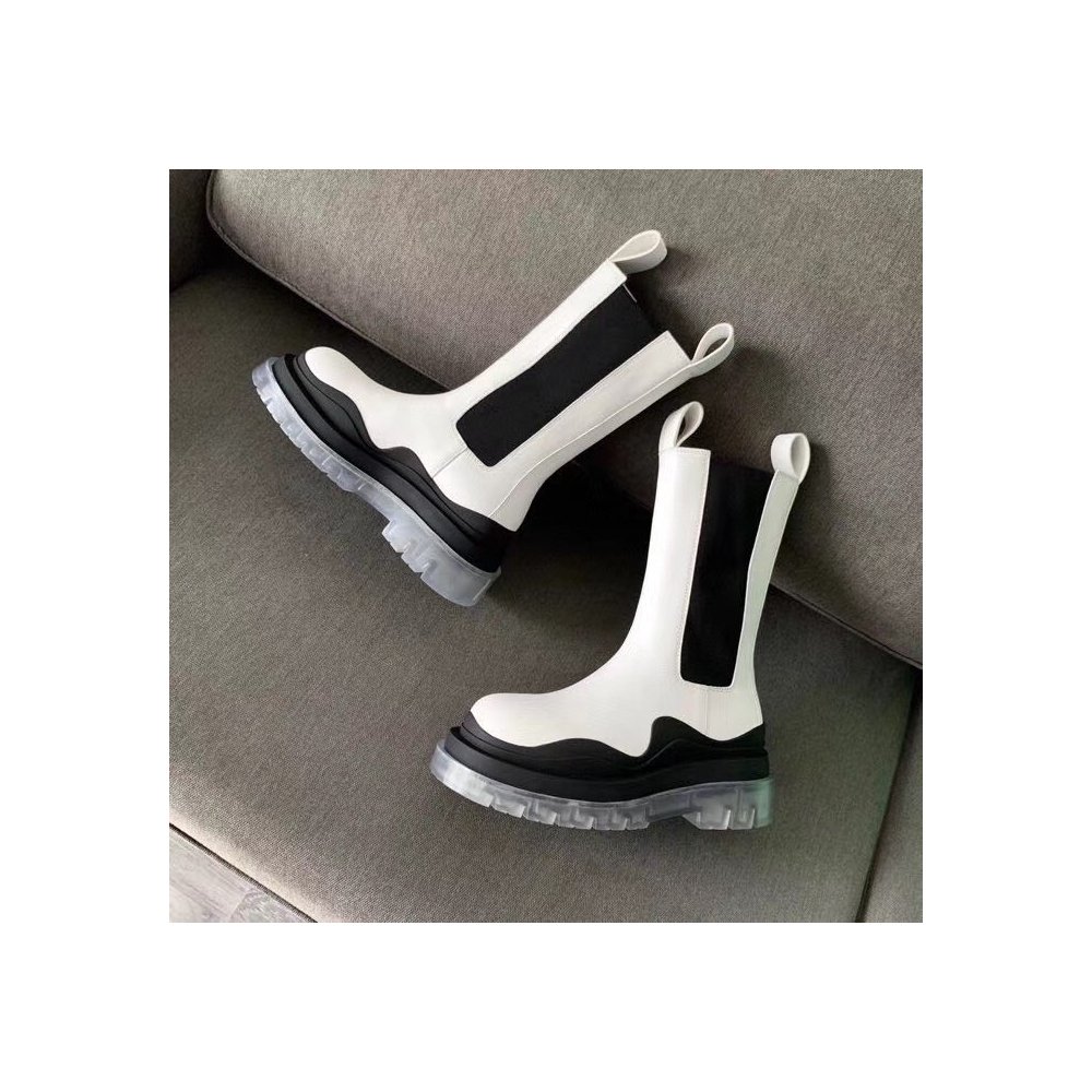 Cheap Reps Bottega Veneta BV Tire Chelsea Boots In White Calfskin