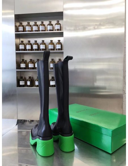 Cheap Reps Bottega Veneta Flash Knee-high Boots with Green Outsole