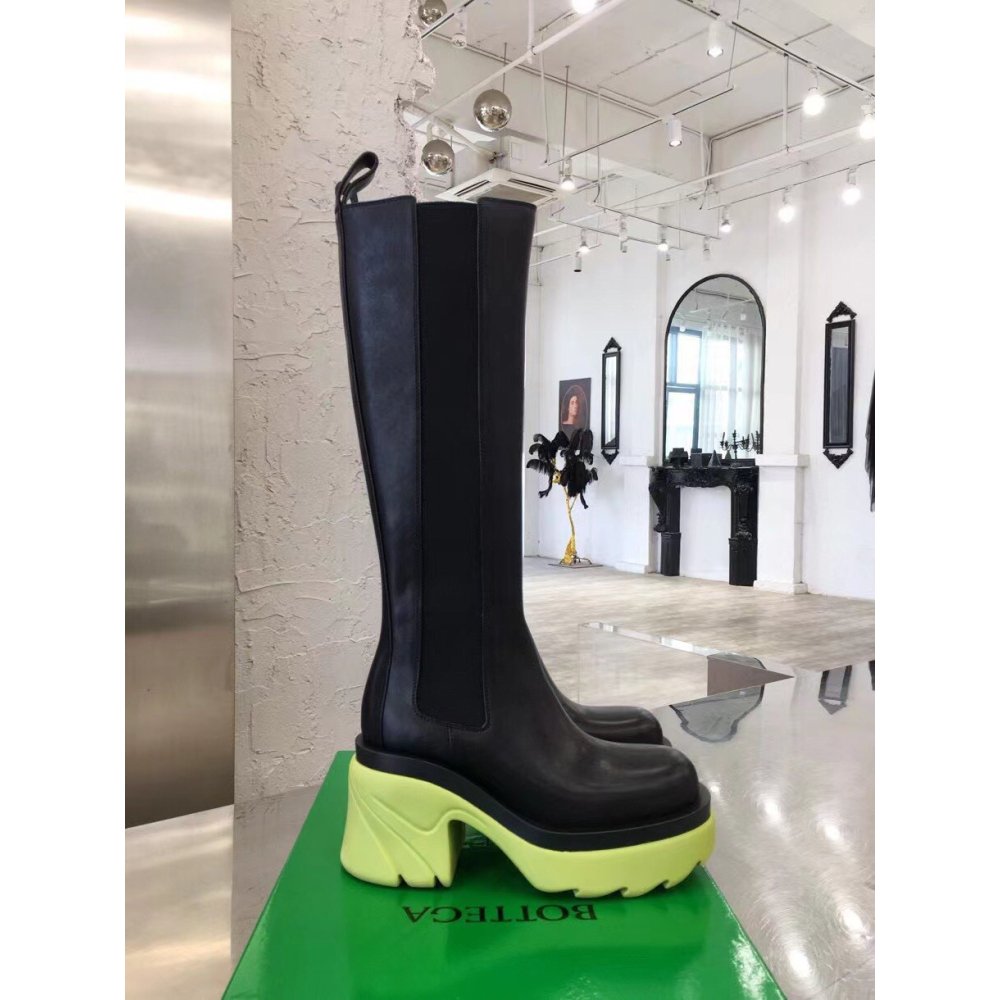 Cheap Reps Bottega Veneta Flash Knee-high Boots with Yellow Outsole