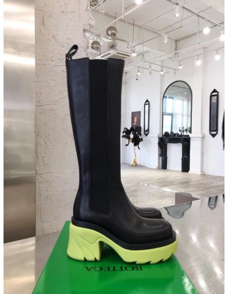 Cheap Reps Bottega Veneta Flash Knee-high Boots with Yellow Outsole