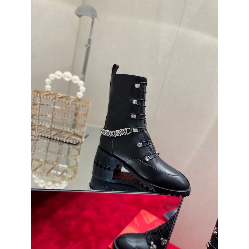 Cheap Reps Christian Louboutin Horse Ankle Boots In Black Leather