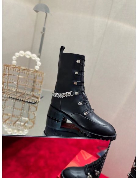 Cheap Reps Christian Louboutin Horse Ankle Boots In Black Leather