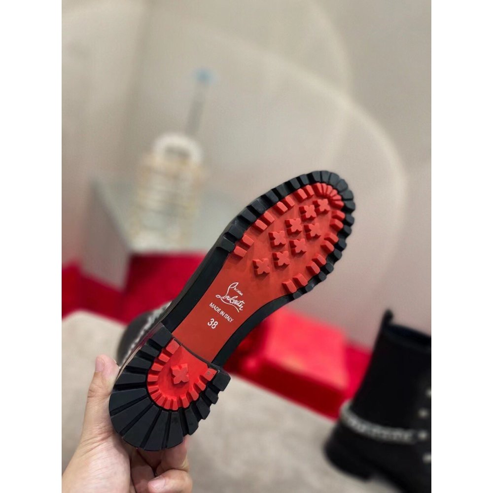 Cheap Reps Christian Louboutin Horse Ankle Boots In Black Leather